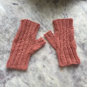 Handmade Pint Knit 100% Alpaca Wool Fingerless Gloves from Vermont Farm